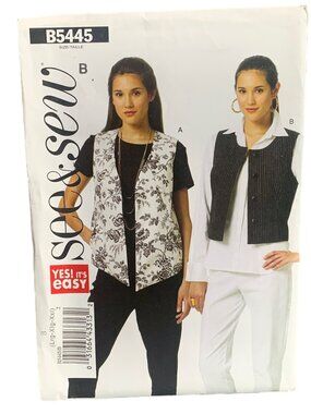 See & Sew Easy Vest Sewing Pattern B5445 Size 16-18-20-22-24-26 uncut